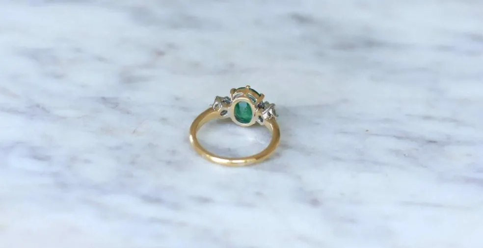 Bague Trilogie émeraude, diamants