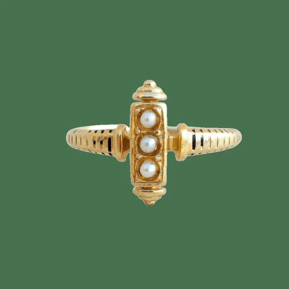 Bague trilogie Napoléon III, or et perles