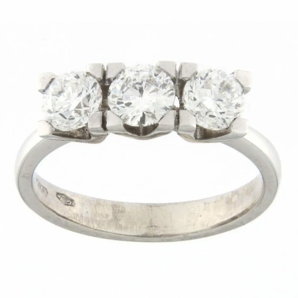 Bague trilogie Or blanc Diamants 1,50 ct