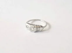 Bague trilogie or blanc diamants