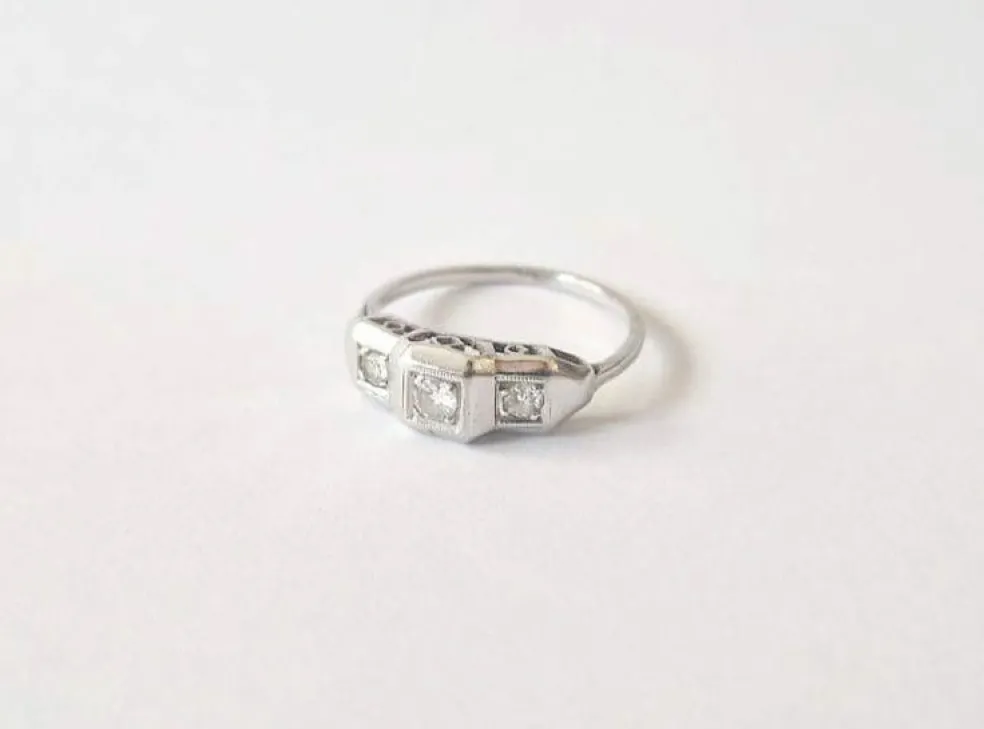 Bague trilogie or blanc diamants