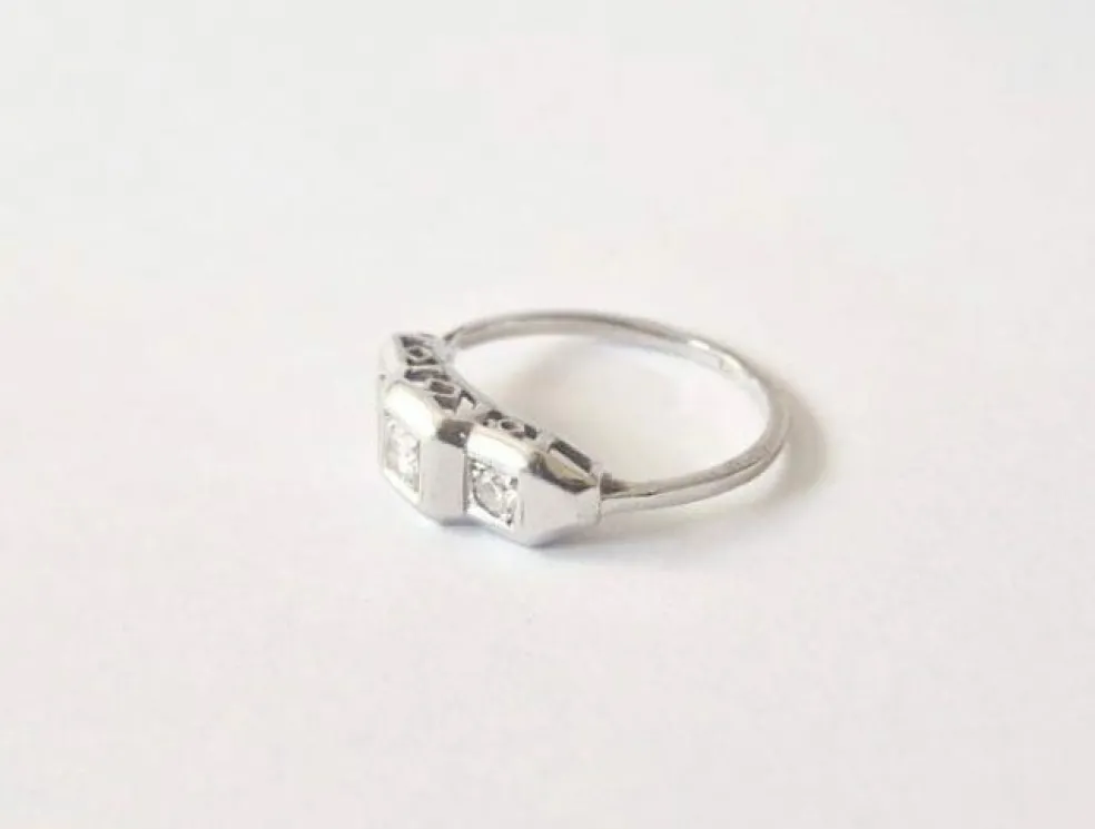 Bague trilogie or blanc diamants