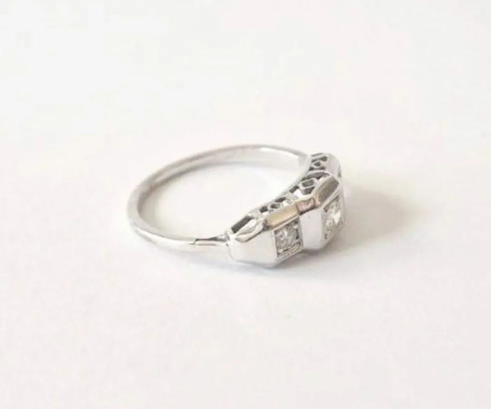 Bague trilogie or blanc diamants
