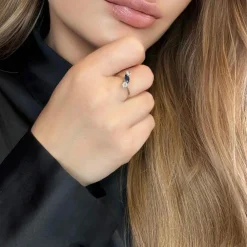 Bague Trilogie Or Blanc Saphir & Diamants