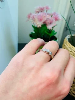 Bague trilogie Or Gris Diamants