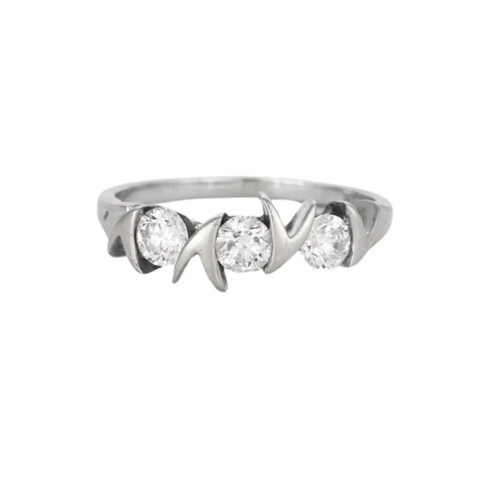 Bague trilogie or gris et diamants