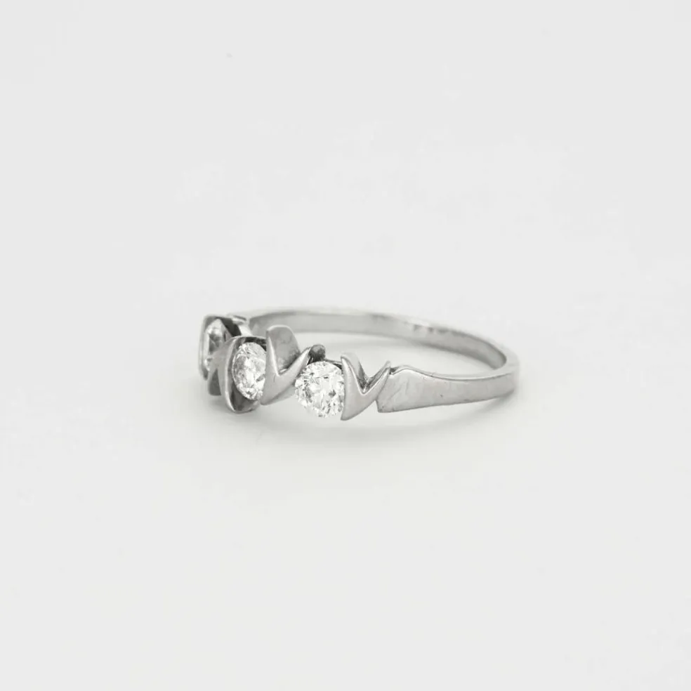 Bague trilogie or gris et diamants