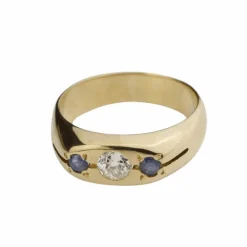 Bague Trilogie Or jaune Diamant Saphirs