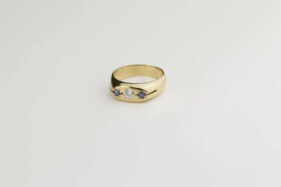 Bague Trilogie Or jaune Diamant Saphirs