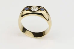 Bague Trilogie Or jaune Diamant Saphirs