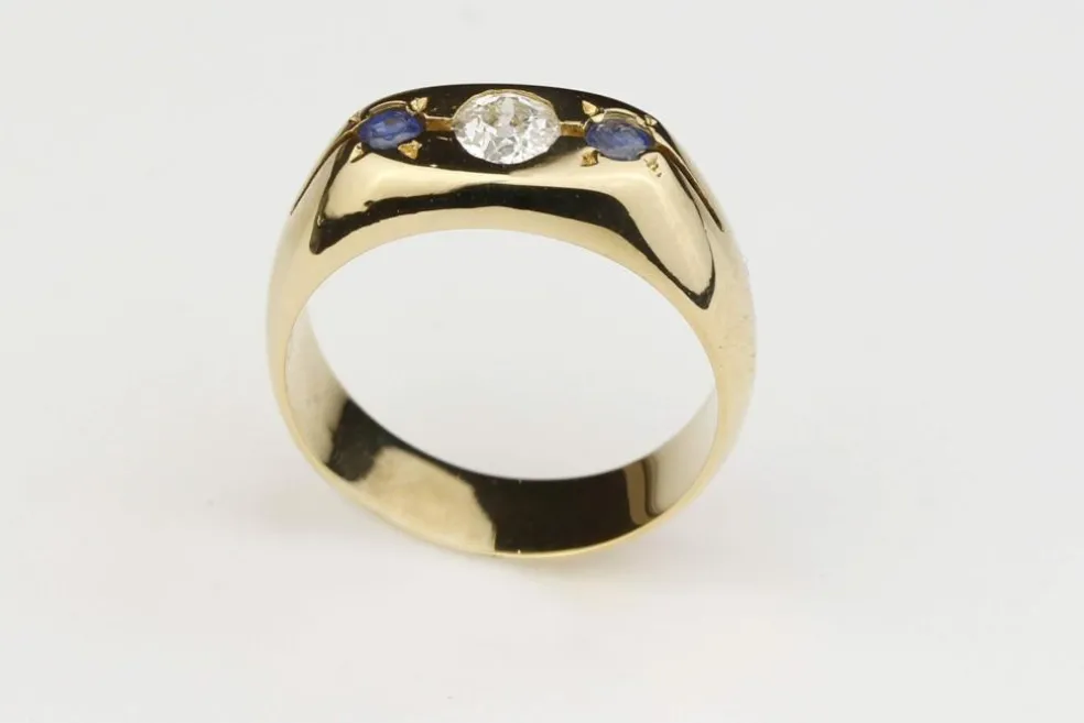 Bague Trilogie Or jaune Diamant Saphirs