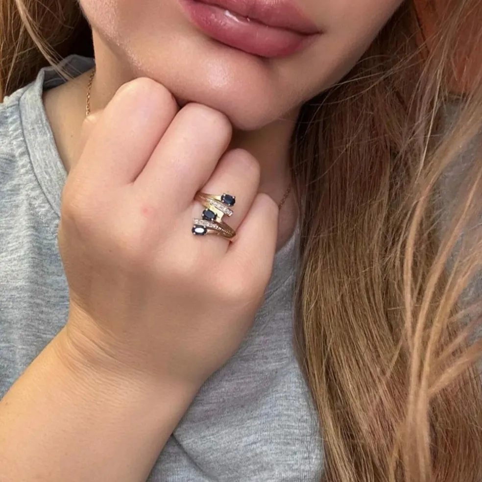 Bague Trilogie Or Jaune Saphirs