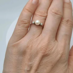 Bague trilogie perle et diamants