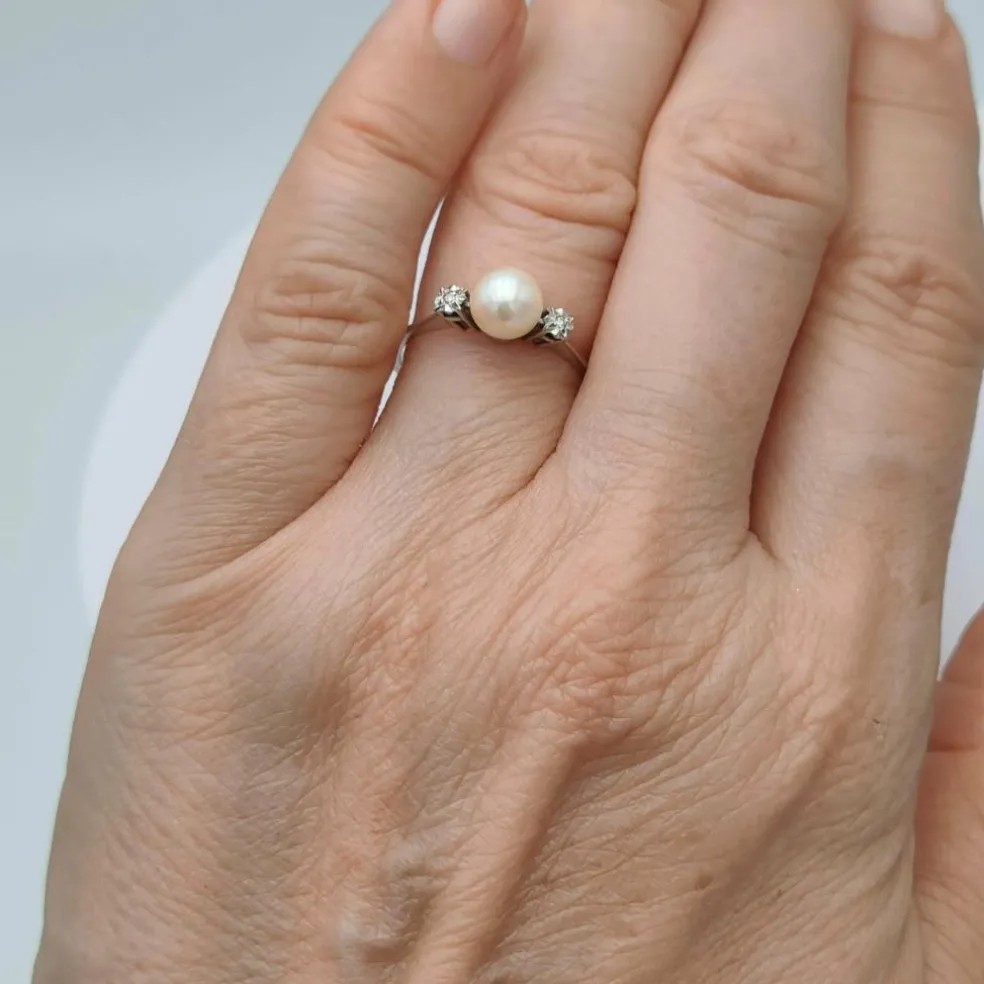 Bague trilogie perle et diamants