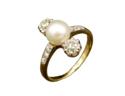 Bague Trilogie perle fine diamants