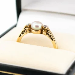 Bague trilogie perles diamants