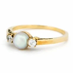 Bague trilogie perles diamants