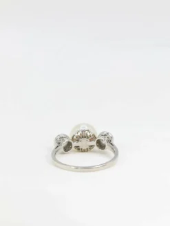 Bague Trilogie Platine, Perle et Diamants