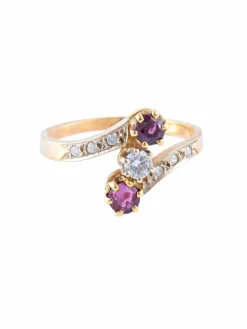 Bague Trilogie Rubis Diamants