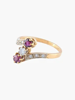 Bague Trilogie Rubis Diamants