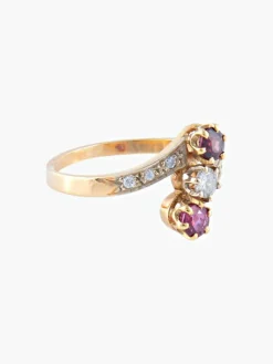 Bague Trilogie Rubis Diamants