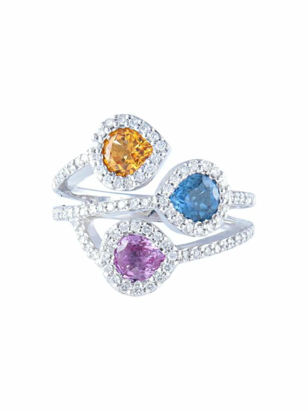 Bague Trilogie Saphirs de couleur Diamants