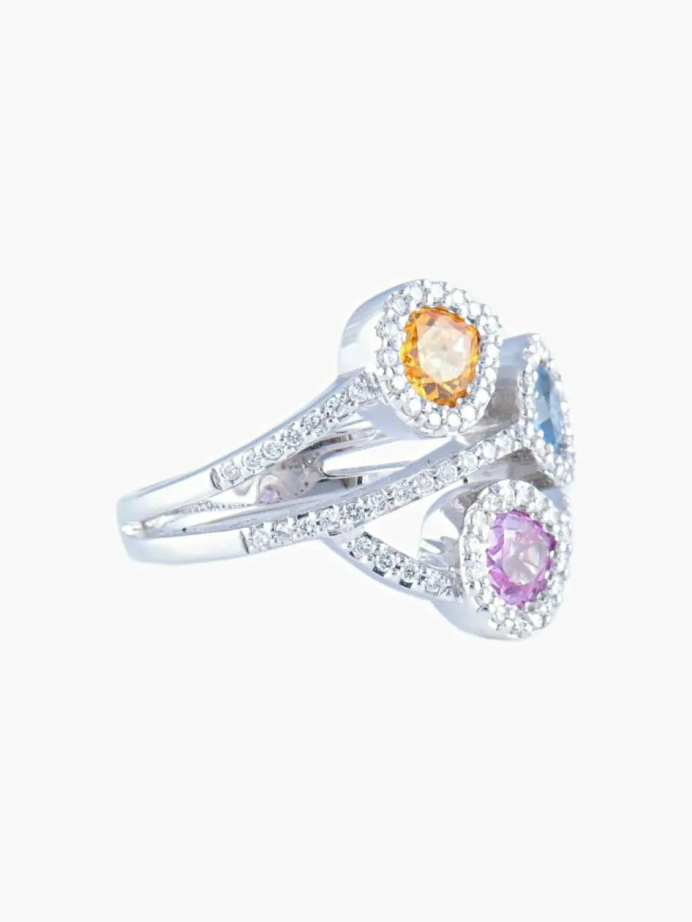 Bague Trilogie Saphirs de couleur Diamants