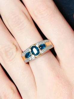 Bague Trilogie Saphirs Diamants