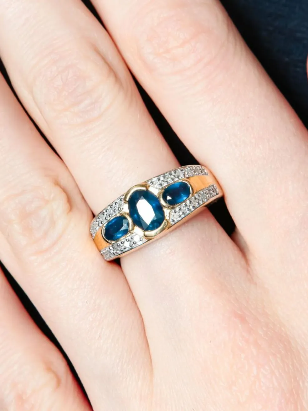 Bague Trilogie Saphirs Diamants