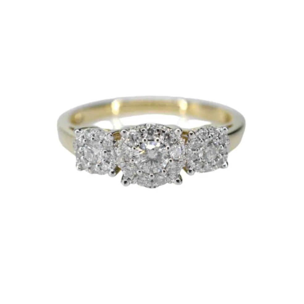 Bague trinité en or jaune avec diamants