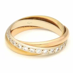 Bague Trinity en or jaune, blanc et rose 18 carats avec diamants