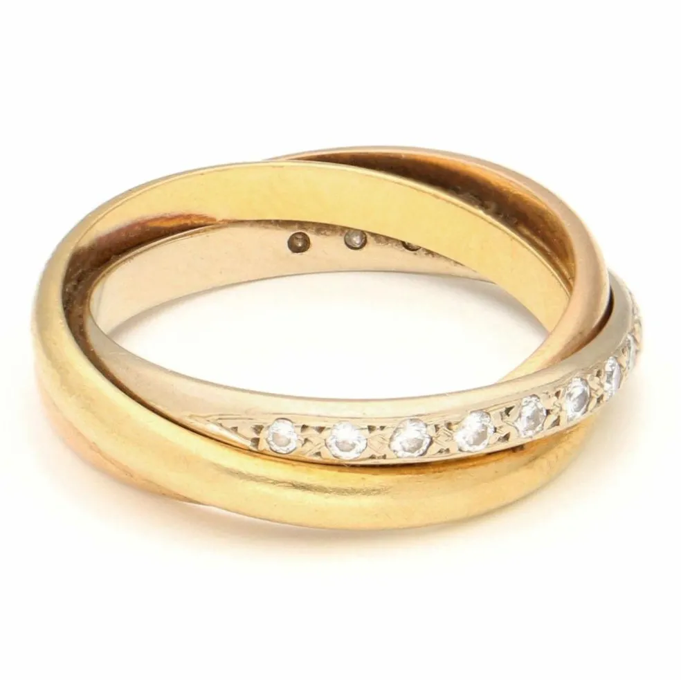 Bague Trinity en or jaune, blanc et rose 18 carats avec diamants