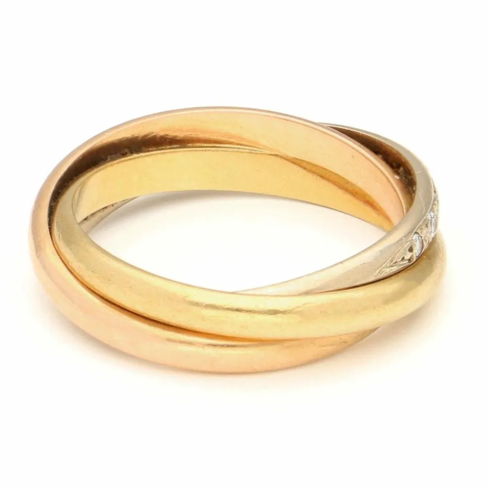 Bague Trinity en or jaune, blanc et rose 18 carats avec diamants