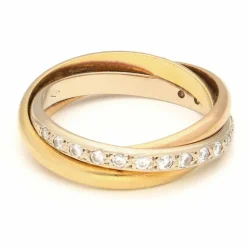 Bague Trinity en or jaune, blanc et rose 18 carats avec diamants