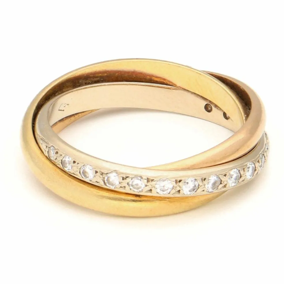 Bague Trinity en or jaune, blanc et rose 18 carats avec diamants