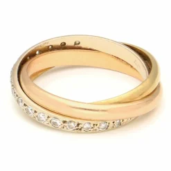 Bague Trinity en or jaune, blanc et rose 18 carats avec diamants