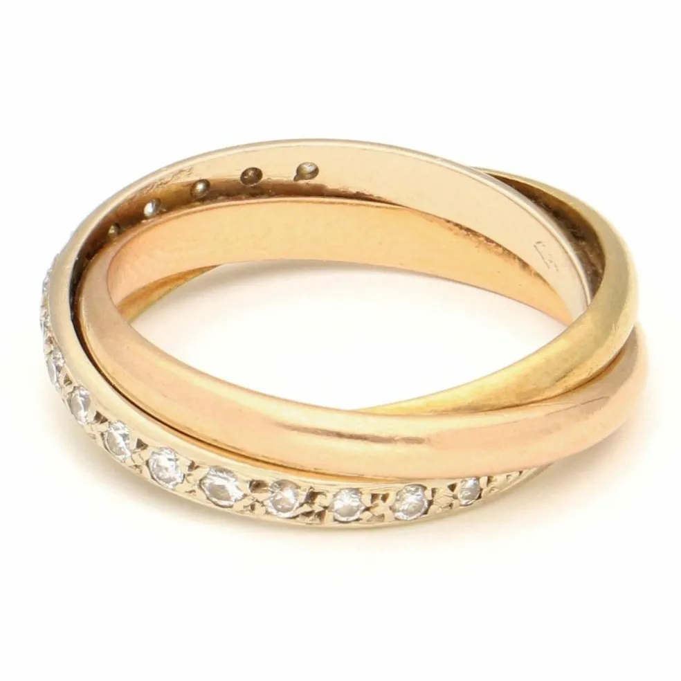 Bague Trinity en or jaune, blanc et rose 18 carats avec diamants