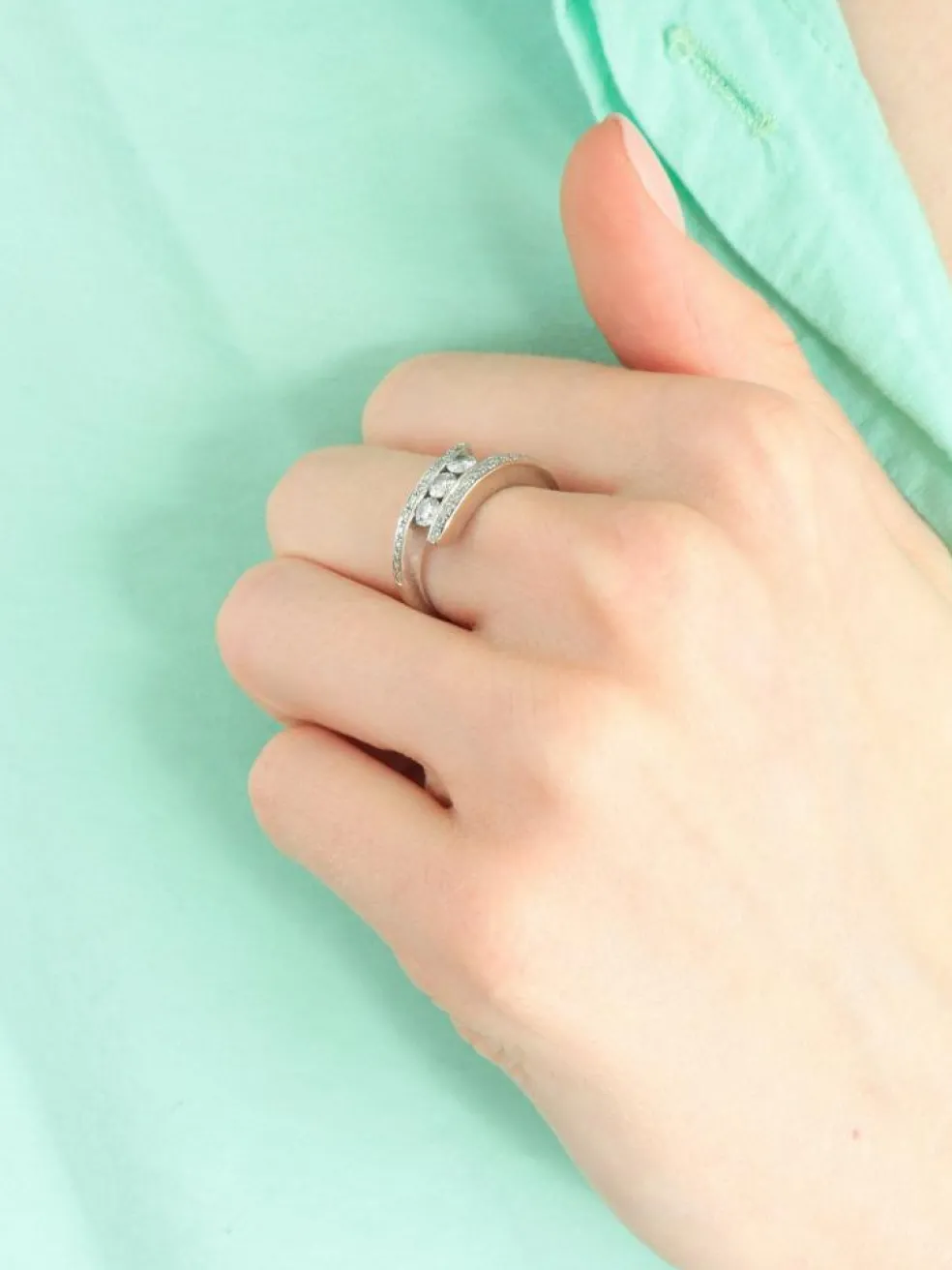 BAGUE "TRIO" OR BLANC & DIAMANTS