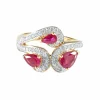 Bague Trio Rubis Diamants