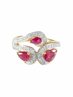 Bague Trio Rubis Diamants