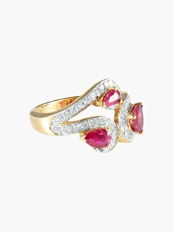 Bague Trio Rubis Diamants