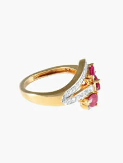 Bague Trio Rubis Diamants