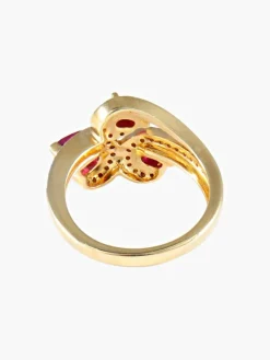 Bague Trio Rubis Diamants