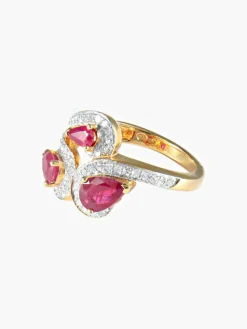 Bague Trio Rubis Diamants