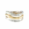 Bague Triple anneau Diamants deux Ors