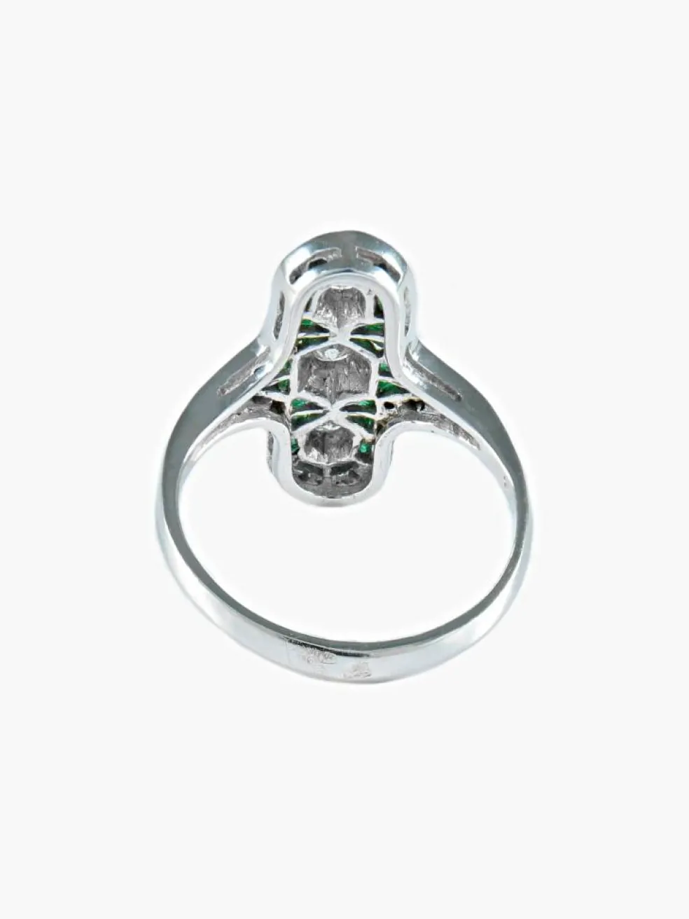 Bague triple diamants émeraude or blanc