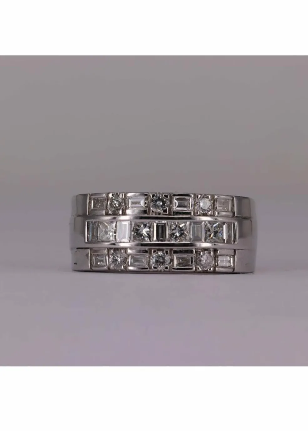 Bague Triple Or blanc Diamants