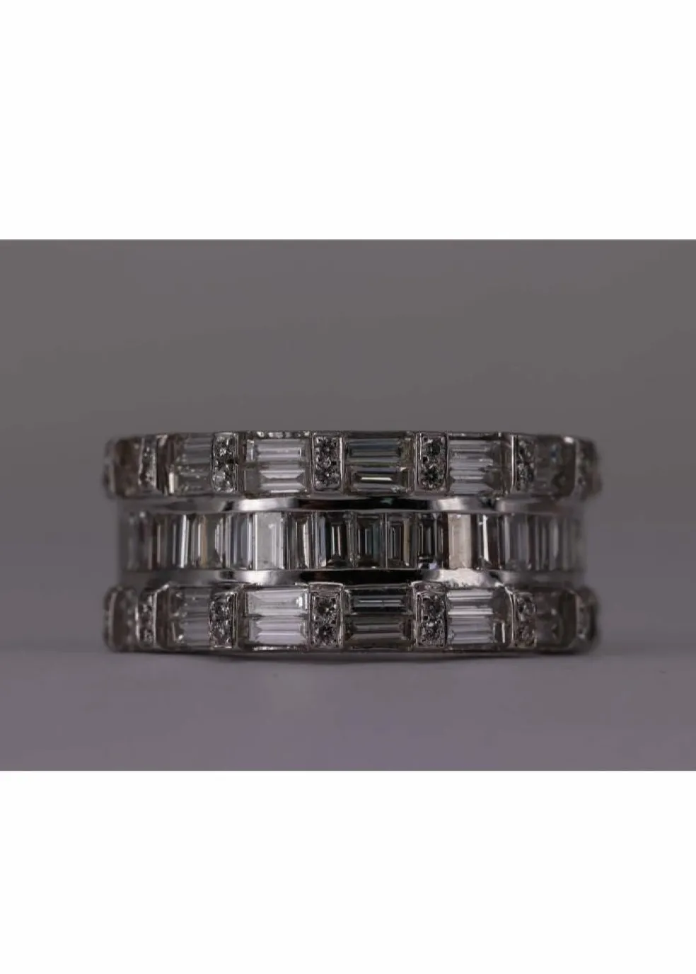Bague triple Or blanc et Diamants