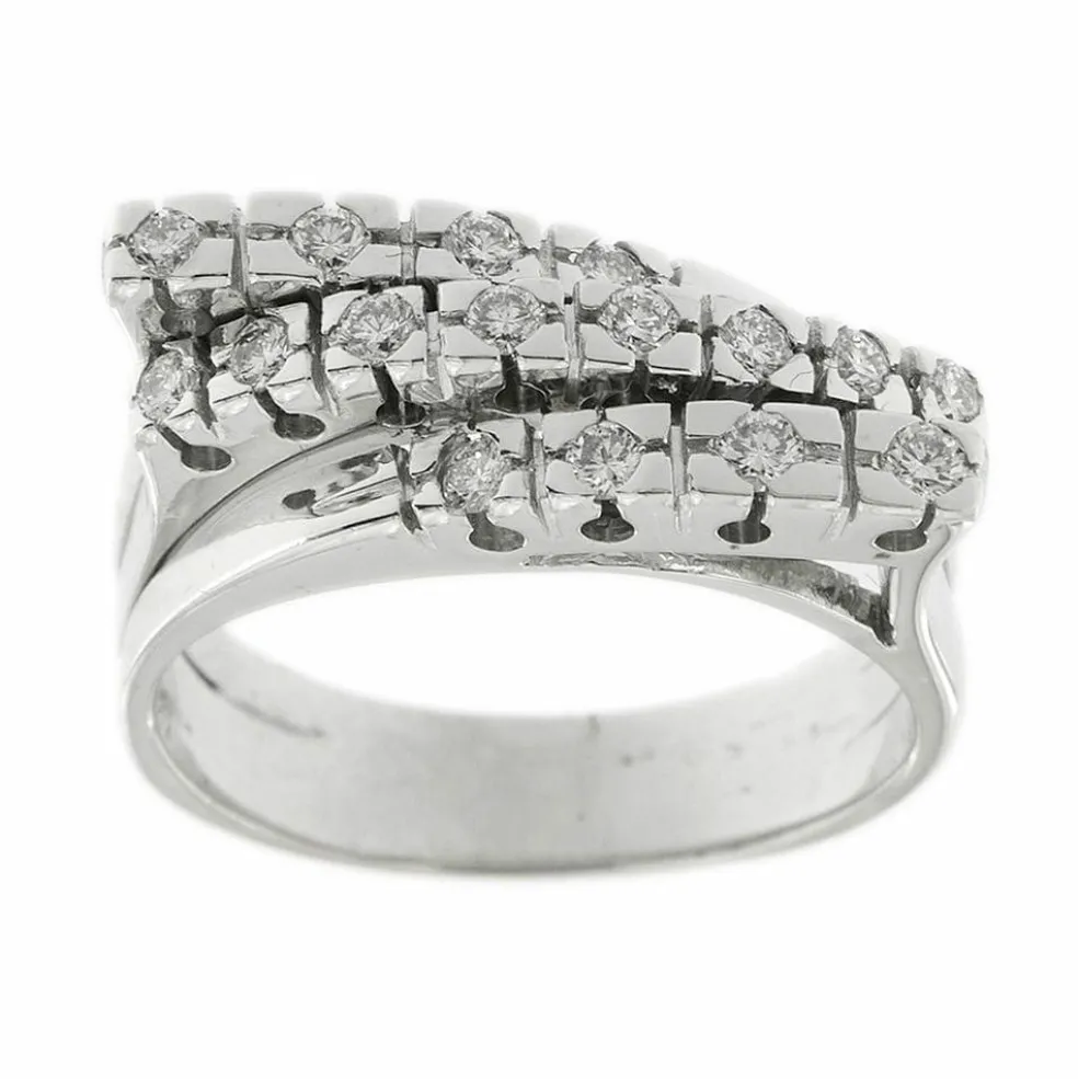 Bague triple rivière avec diamants 0,48 ct