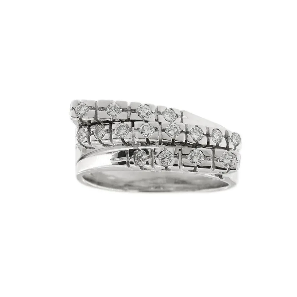Bague triple rivière avec diamants 0,48 ct